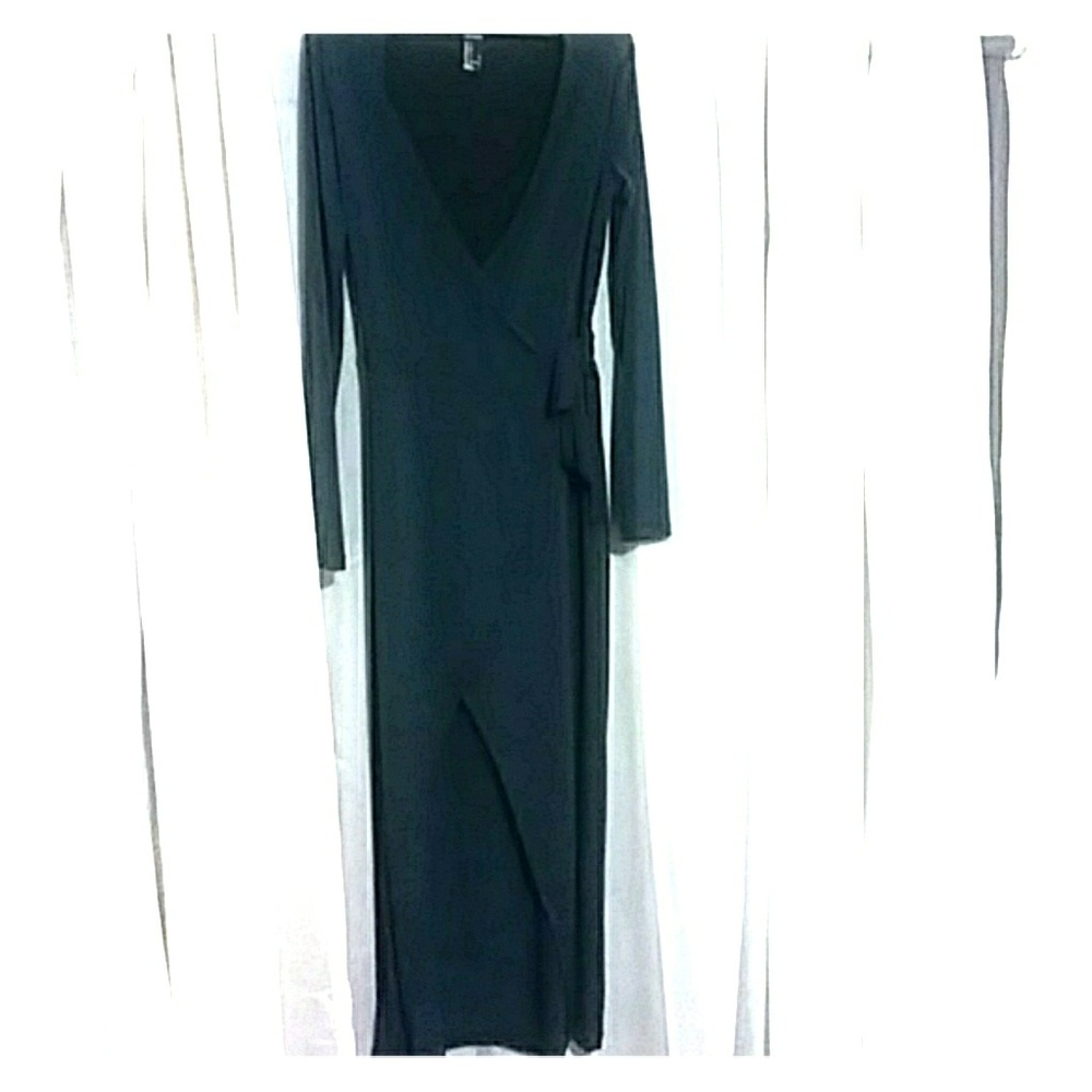 A sexy forest green wrap-around dress